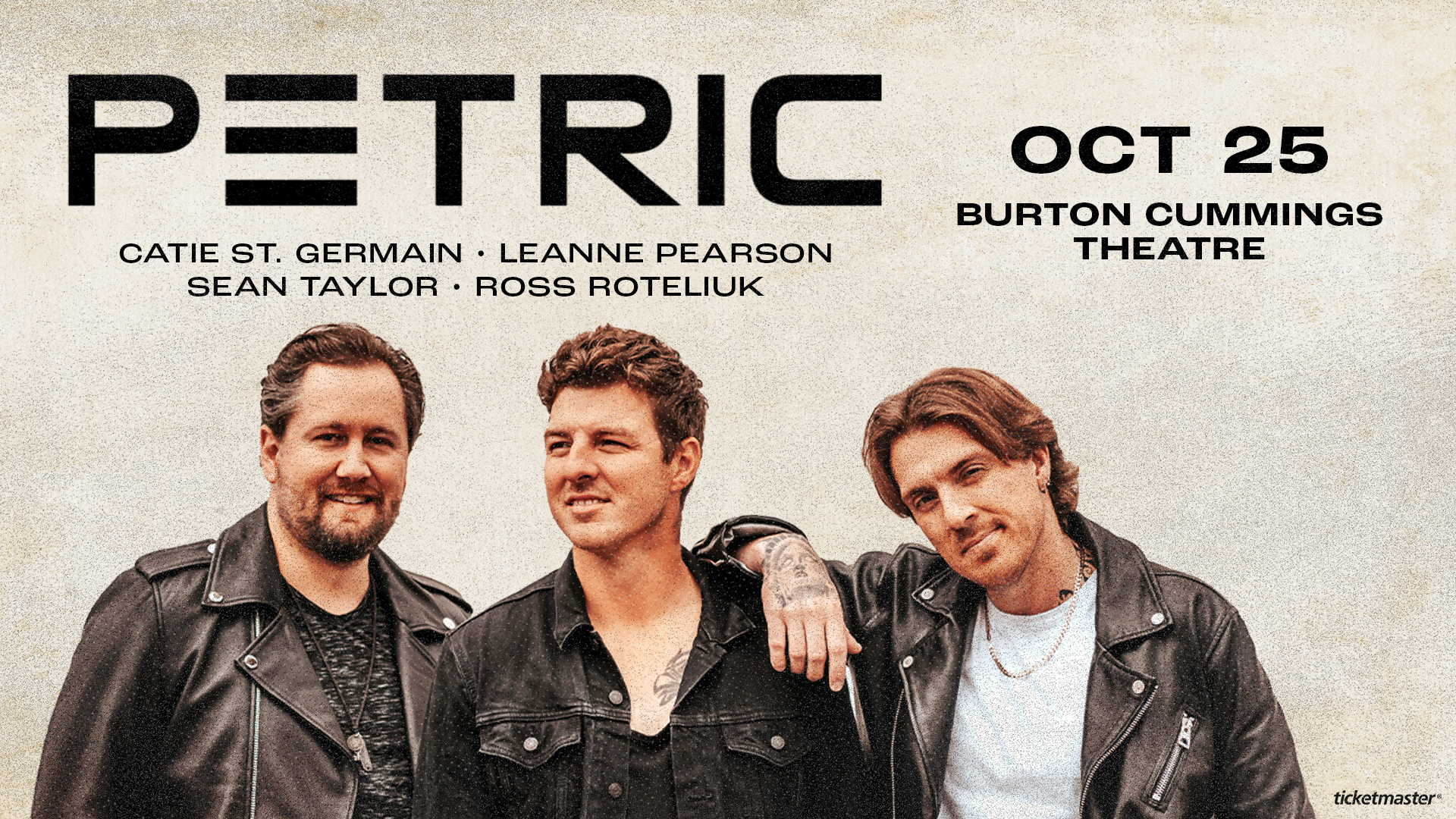 Image of Petric with text "October 25, Burton Cummings Theatre."