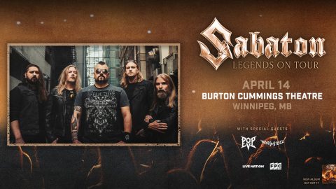Image of the band Sabaton promoting the Legends on Tour coming to Burton Cummings Theatre April 14.