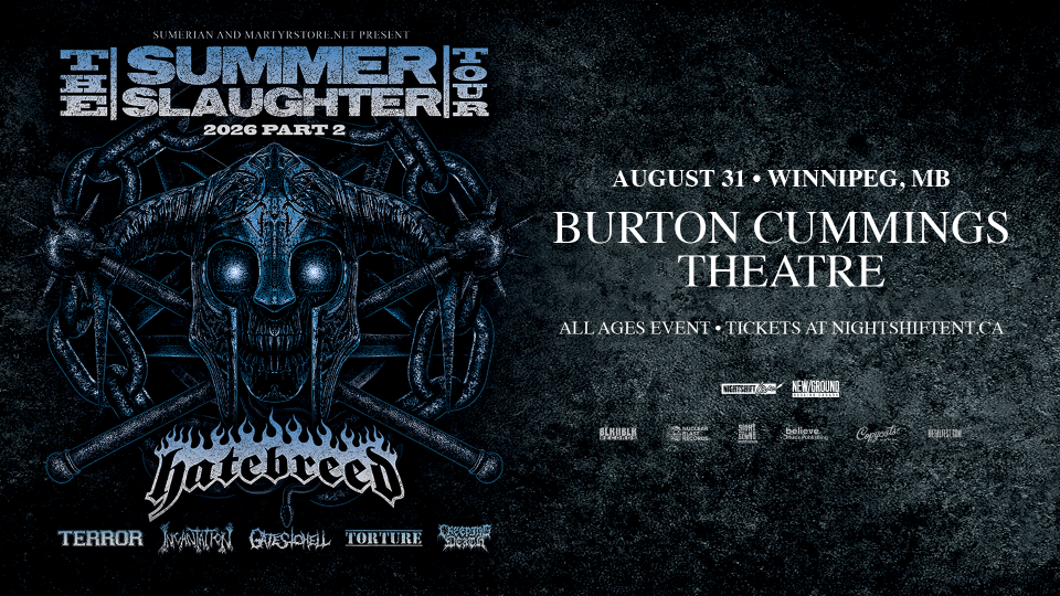HATEBREED concert poster announcing an upcoming live show, featuring bold band artwork and heavy, dark visual styling.