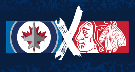 Jets x Blackhawks logos