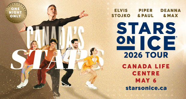 Stars on Ice May 6 Canada Life Centre. Image of five skaters