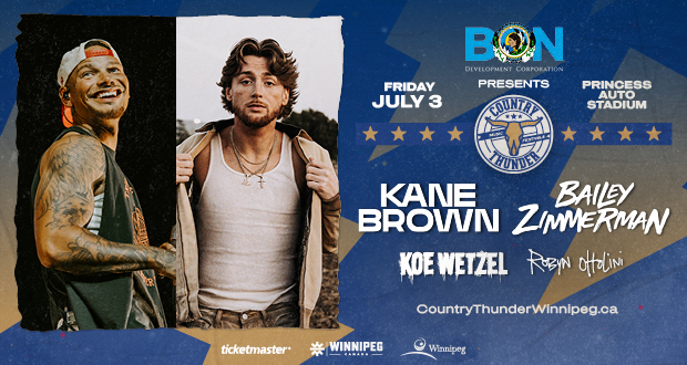 Image of co-headliners Kane Brown and Biley Zimmerman. Country Thunder, Friday, July 3.