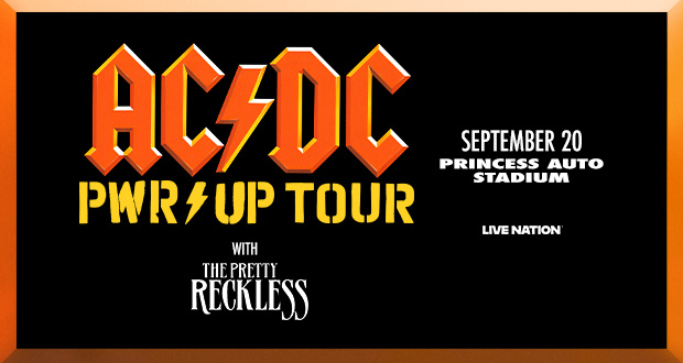 Graphic for AC/DC “PWR UP Tour” with The Pretty Reckless on September 20 at Princess Auto Stadium.